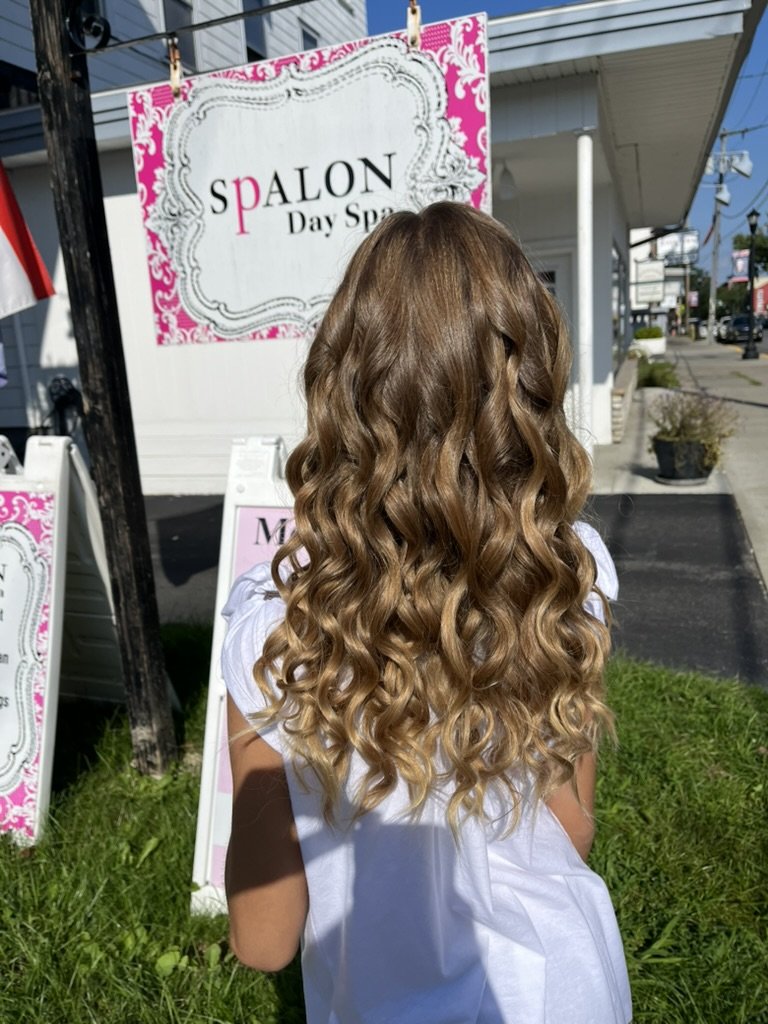 Long lived-in balayage waves styled at Spalon, Hudson NY